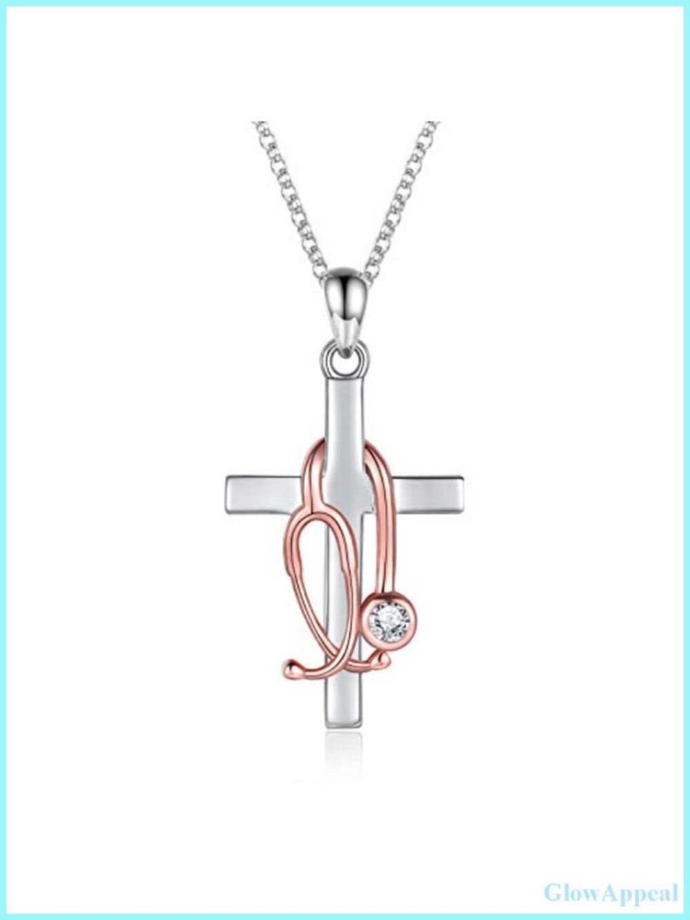 Sterling Silver Stethoscope Cross Pendant Necklace 18"